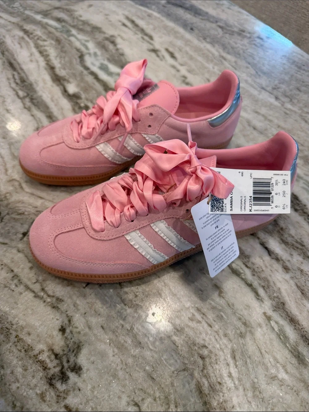 NWT adidas Samba Pink Satin and White Ruffle